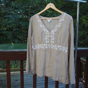 Ann Taylor Loft size 12 linen tunic with embroidery